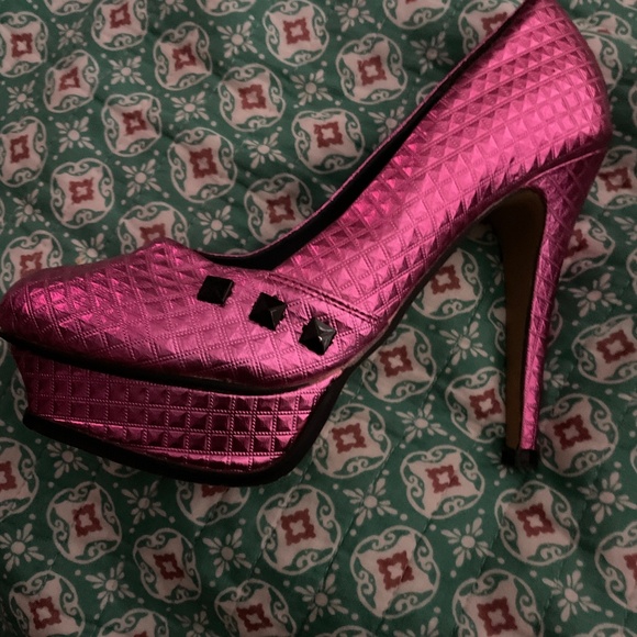 Hot Pink Quilted Platform Stiletto Pumps - Picture 1 of 1